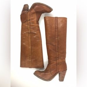 FRYE Womens Brown Campus Leather Heeled Tall Boots Shoes #30338 Size 6.5B